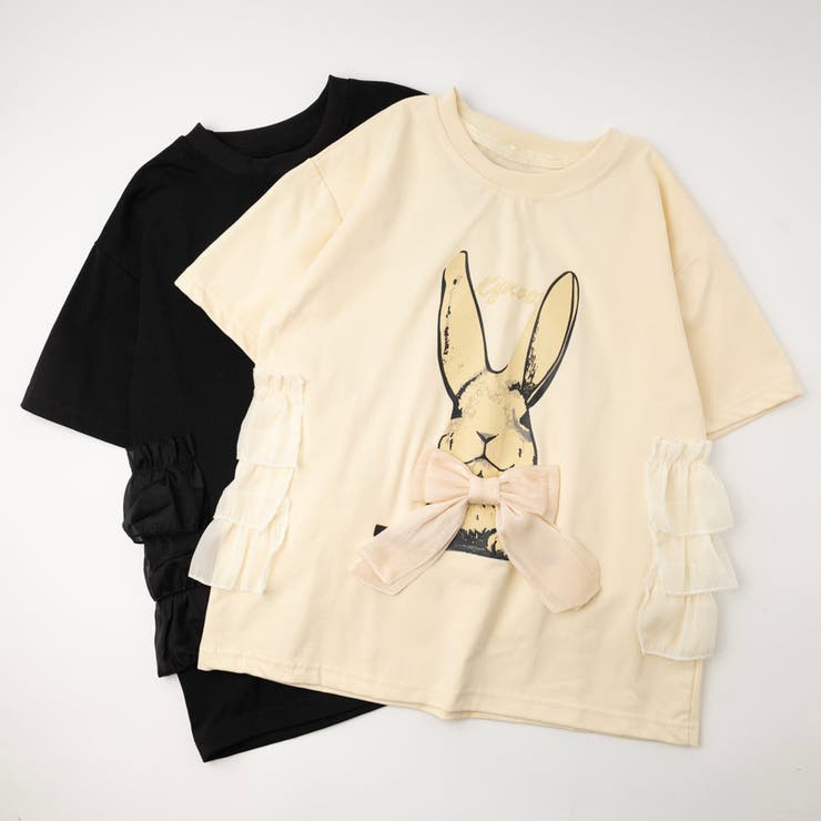 ラビットプリントオーガンジーリボンオーバーサイズTシャツ | URBAN CHERRY | 詳細画像6 