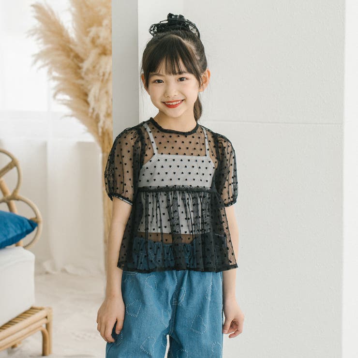 【シュシュ付き】ハートドットシアーパフスリーブペプラムトップス | URBAN CHERRY | 詳細画像28 