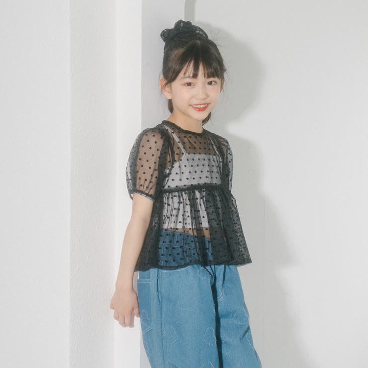 【シュシュ付き】ハートドットシアーパフスリーブペプラムトップス | URBAN CHERRY | 詳細画像29 