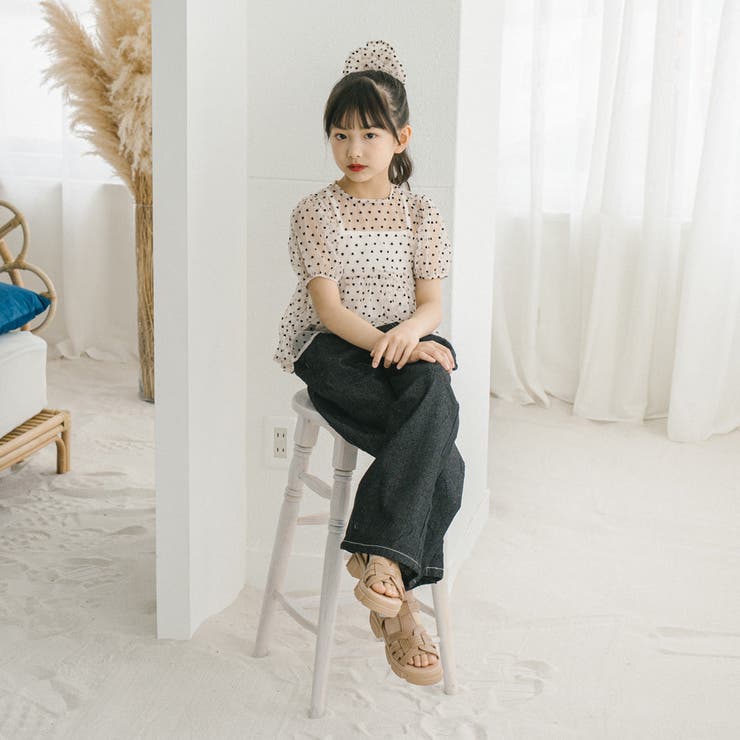 【シュシュ付き】ハートドットシアーパフスリーブペプラムトップス | URBAN CHERRY | 詳細画像45 