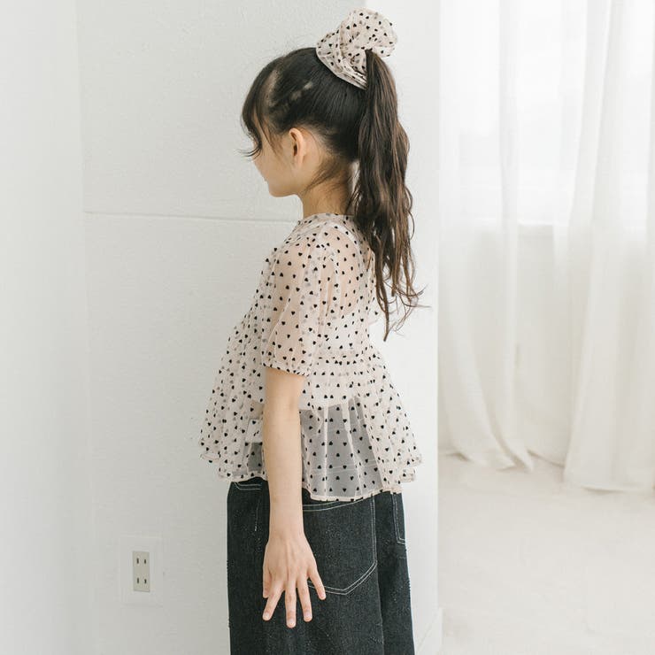 【シュシュ付き】ハートドットシアーパフスリーブペプラムトップス | URBAN CHERRY | 詳細画像8 