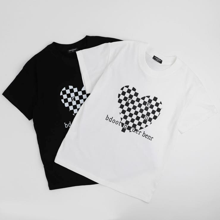 ブロックチェックハートプリントオーバーサイズTシャツ | URBAN CHERRY | 詳細画像2 