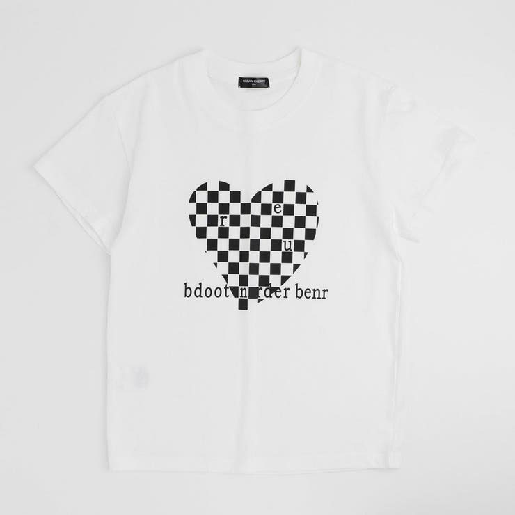 ブロックチェックハートプリントオーバーサイズTシャツ | URBAN CHERRY | 詳細画像4 