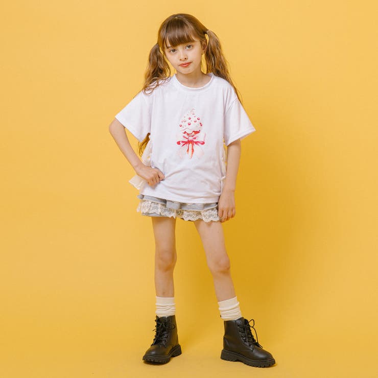 アイスロゴプリントバックフリルデザインTシャツ | URBAN CHERRY | 詳細画像3 