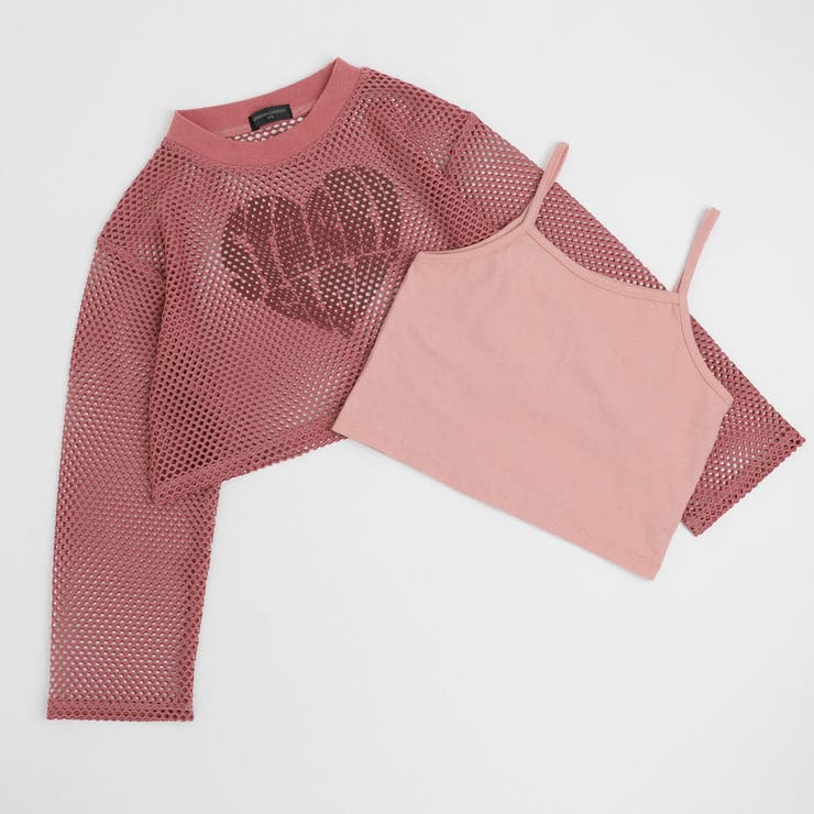 【2点セット】 レイヤードで盛れる ロゴプリントメッシュクロップドトップス＋キャ… | URBAN CHERRY | 詳細画像10 