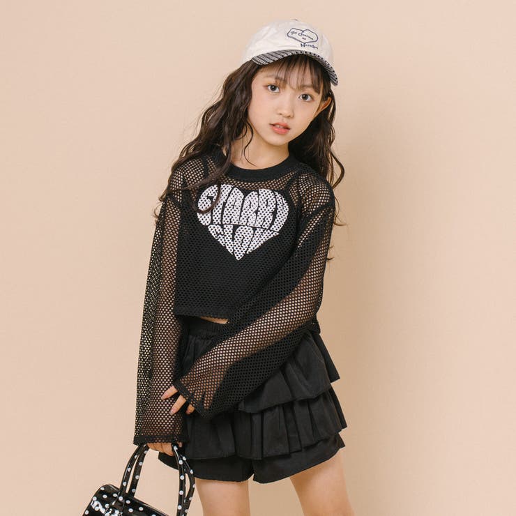 【2点セット】 レイヤードで盛れる ロゴプリントメッシュクロップドトップス＋キャ… | URBAN CHERRY | 詳細画像9 