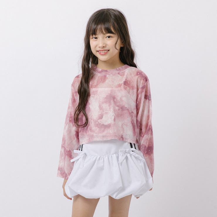 【伸縮性＆サラっと素材】クロップドラインストーンニュアンスシアートップス | URBAN CHERRY | 詳細画像14 