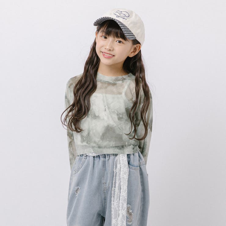 【伸縮性＆サラっと素材】クロップドラインストーンニュアンスシアートップス | URBAN CHERRY | 詳細画像5 