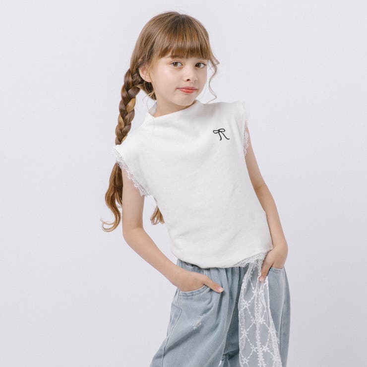 ワンポイントリボンデザインレースフレンチスリーブトップス | URBAN CHERRY | 詳細画像14 