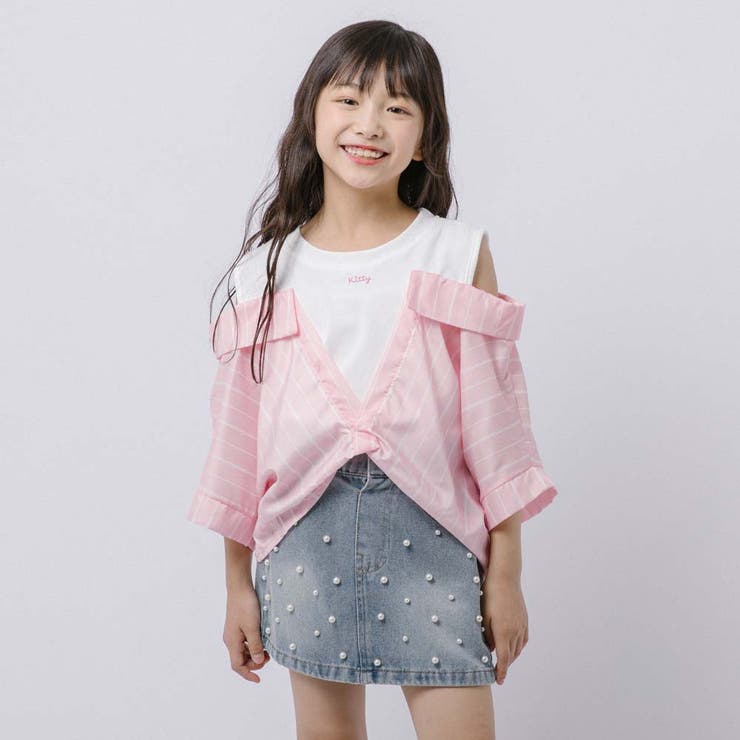 ストライプシャツドッキングオープンショルダートップス | URBAN CHERRY | 詳細画像13 