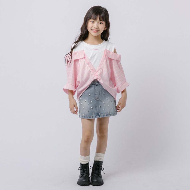 ストライプシャツドッキングオープンショルダートップス | URBAN CHERRY | 詳細画像14 