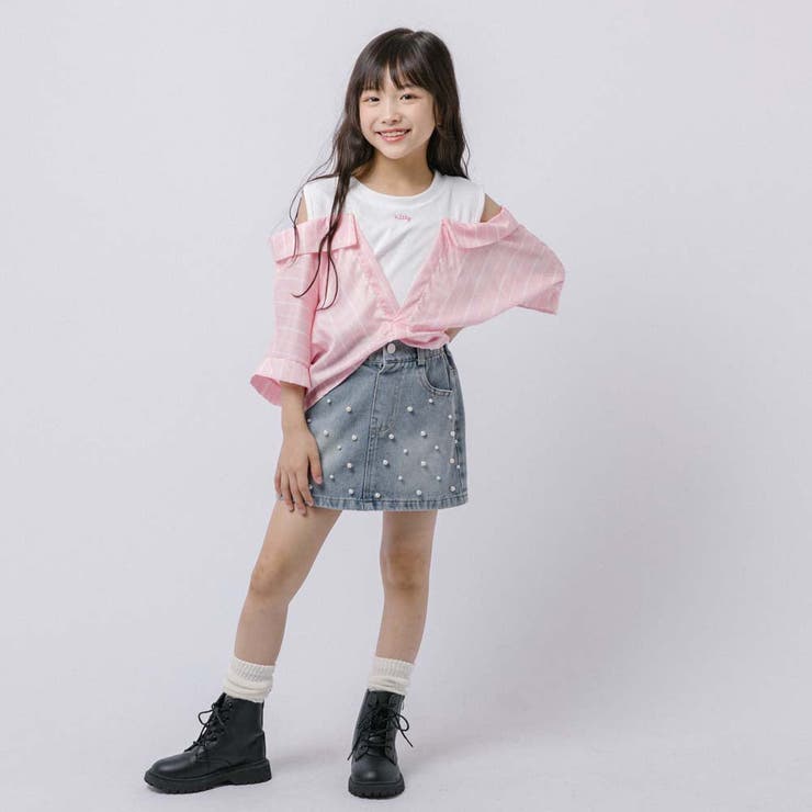ストライプシャツドッキングオープンショルダートップス | URBAN CHERRY | 詳細画像27 