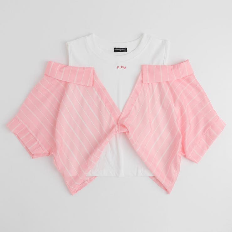 ストライプシャツドッキングオープンショルダートップス | URBAN CHERRY | 詳細画像4 