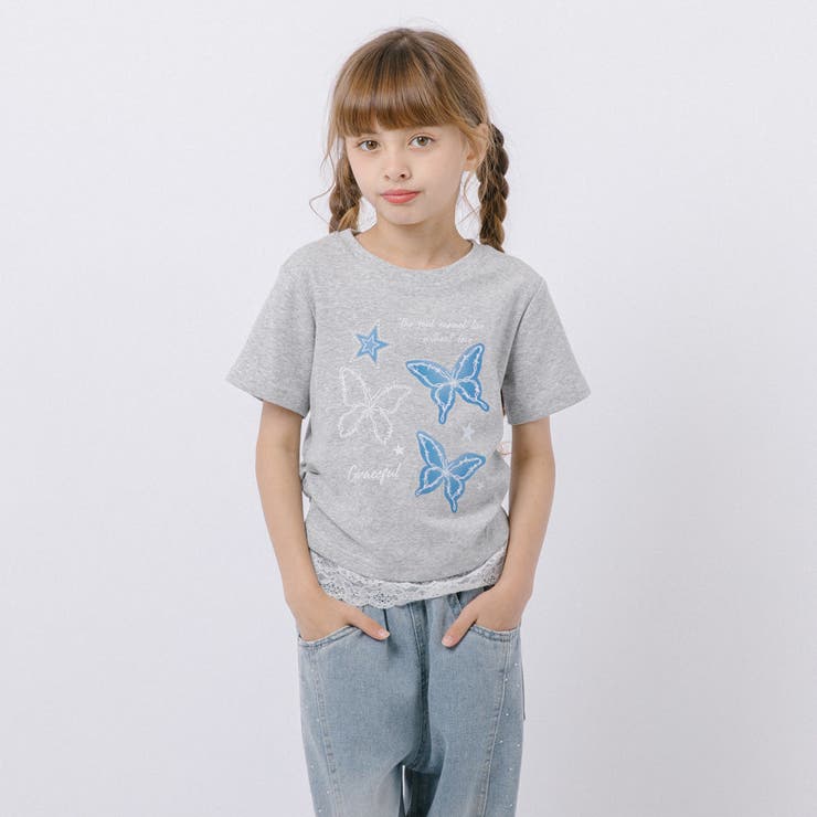 レースフリルバタフライロゴプリントギャザーTシャツ | URBAN CHERRY | 詳細画像10 
