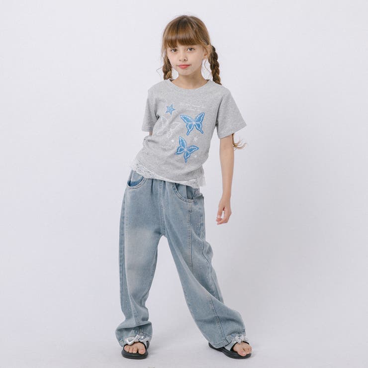 レースフリルバタフライロゴプリントギャザーTシャツ | URBAN CHERRY | 詳細画像12 
