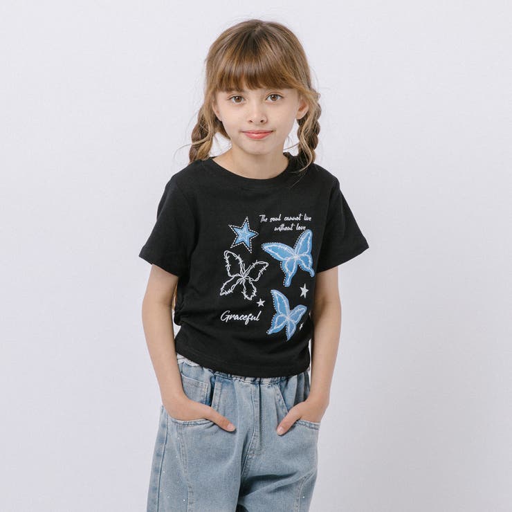 レースフリルバタフライロゴプリントギャザーTシャツ | URBAN CHERRY | 詳細画像13 