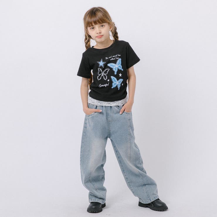 レースフリルバタフライロゴプリントギャザーTシャツ | URBAN CHERRY | 詳細画像31 