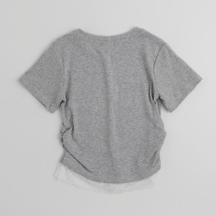 レースフリルバタフライロゴプリントギャザーTシャツ | URBAN CHERRY | 詳細画像4 