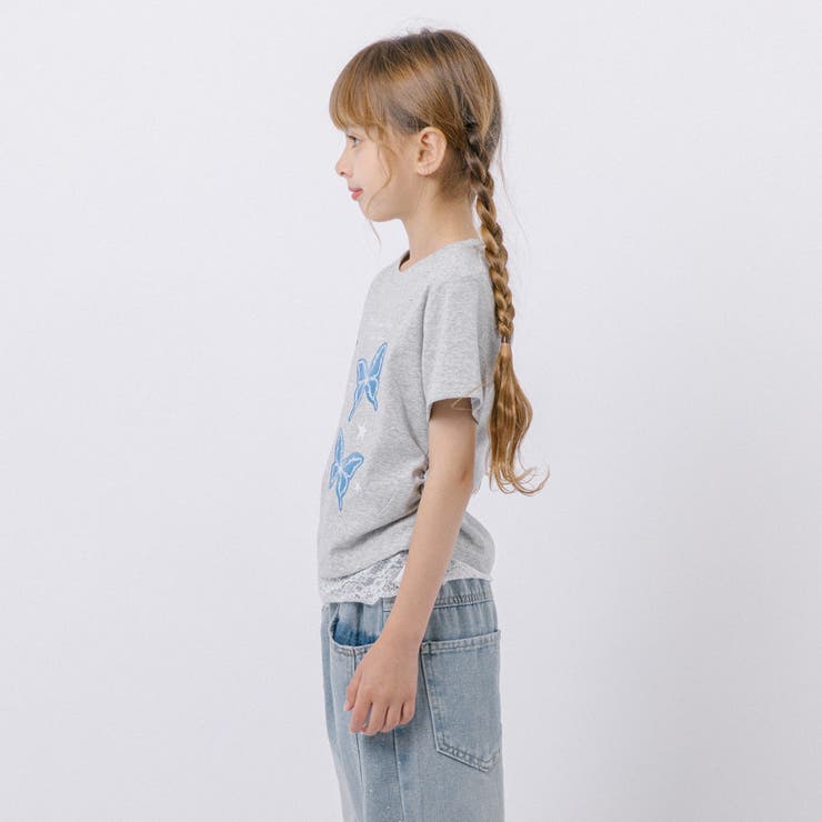 レースフリルバタフライロゴプリントギャザーTシャツ | URBAN CHERRY | 詳細画像7 