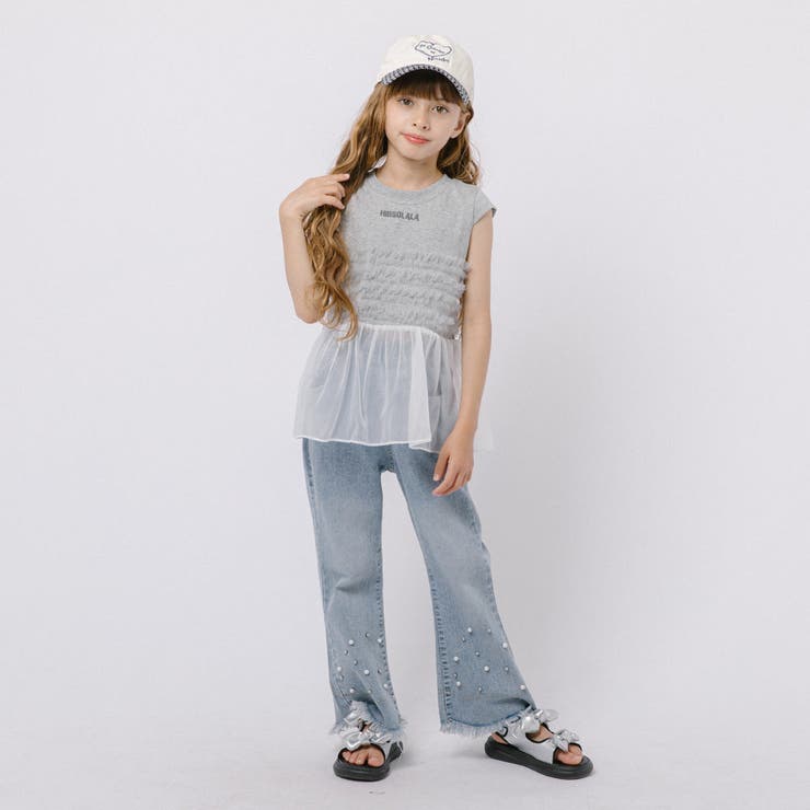 フロントワンポイントプリントチュールフリルドッキングトップス | URBAN CHERRY | 詳細画像3 
