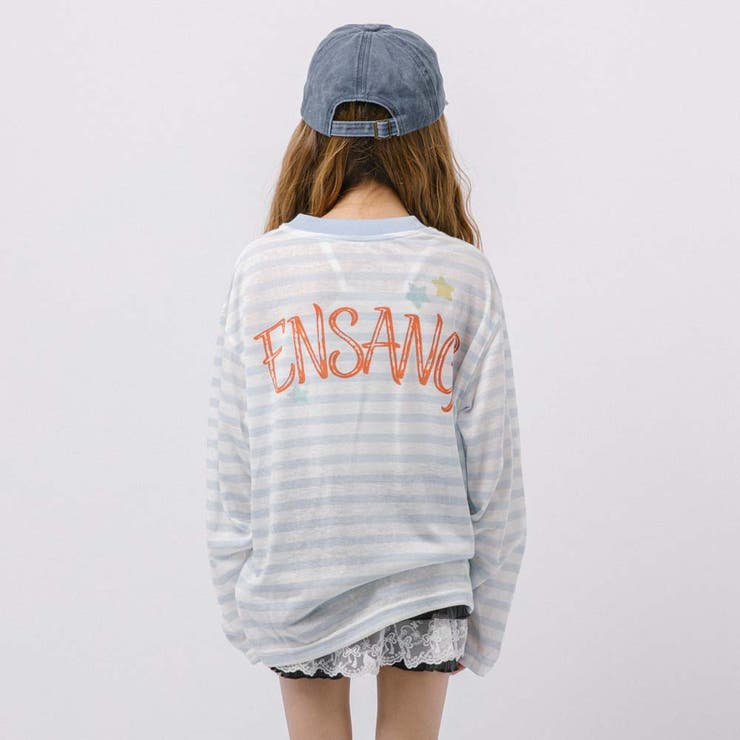 ポッププリントデザインボーダーシアーオーバーサイズトップス | URBAN CHERRY | 詳細画像14 