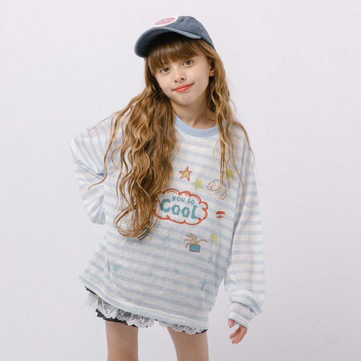 ポッププリントデザインボーダーシアーオーバーサイズトップス | URBAN CHERRY | 詳細画像15 