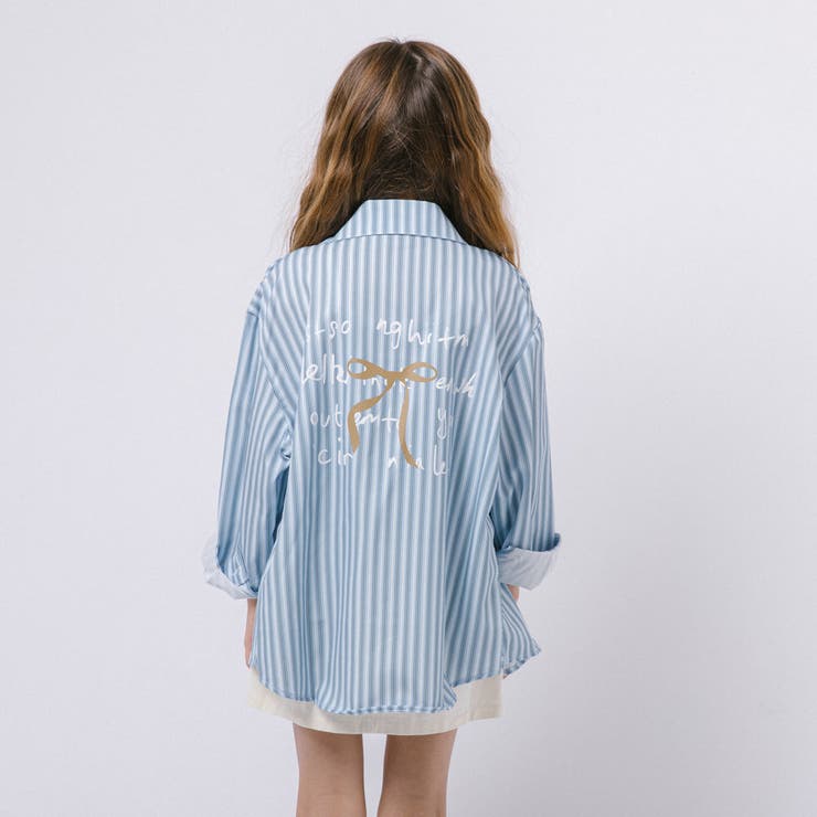 バックリボンプリントストライプオーバーサイズシャツ | URBAN CHERRY | 詳細画像6 