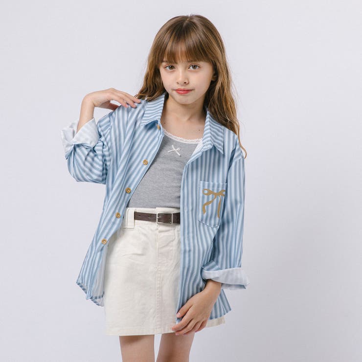 バックリボンプリントストライプオーバーサイズシャツ | URBAN CHERRY | 詳細画像7 