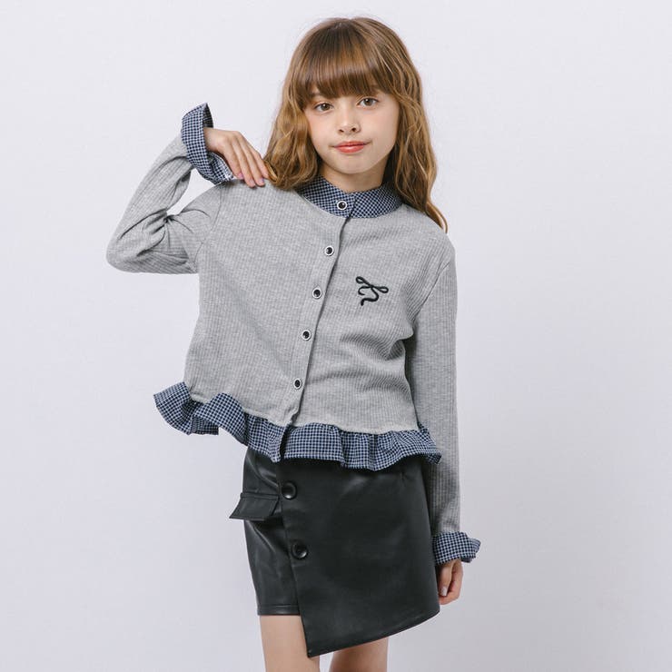 チェックシャツドッキングワンポイントリボンデザインリブトップス | URBAN CHERRY | 詳細画像14 