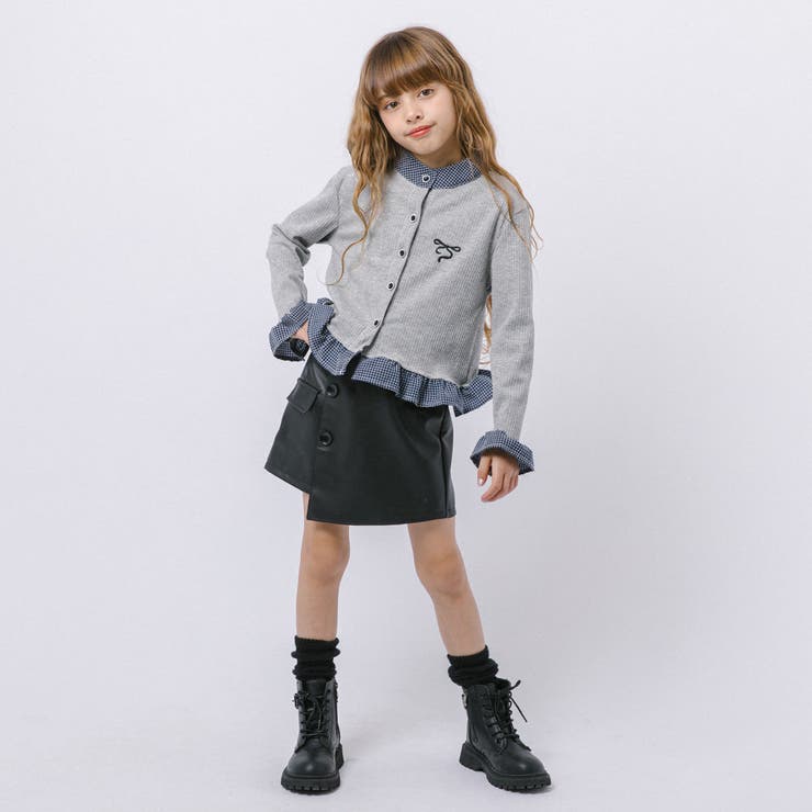 チェックシャツドッキングワンポイントリボンデザインリブトップス | URBAN CHERRY | 詳細画像16 