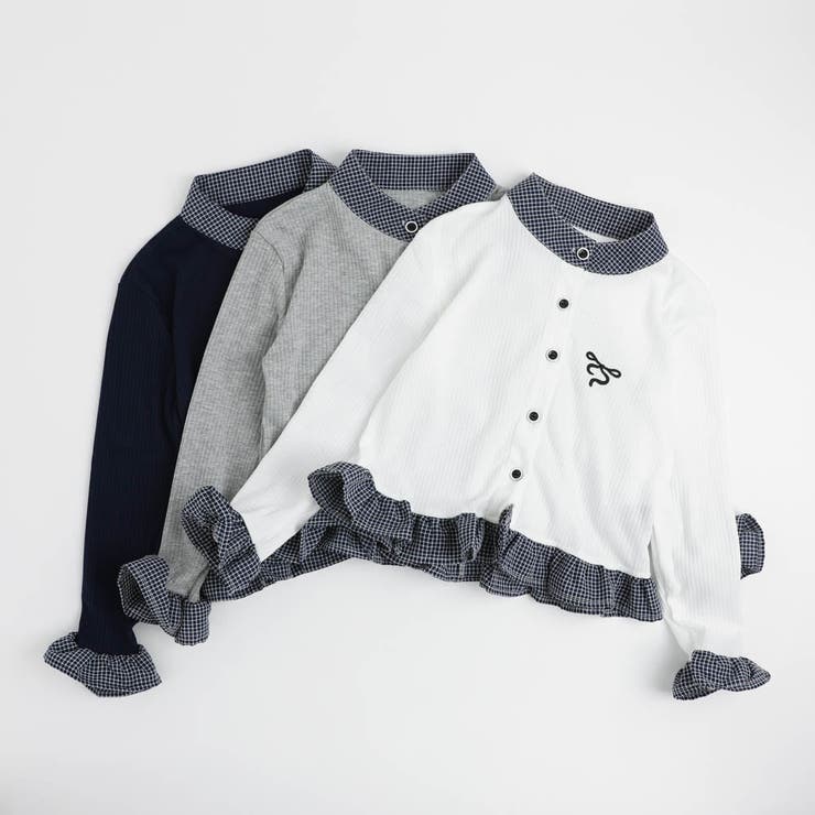チェックシャツドッキングワンポイントリボンデザインリブトップス | URBAN CHERRY | 詳細画像2 