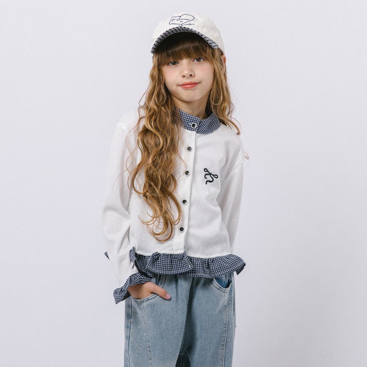 チェックシャツドッキングワンポイントリボンデザインリブトップス | URBAN CHERRY | 詳細画像39 