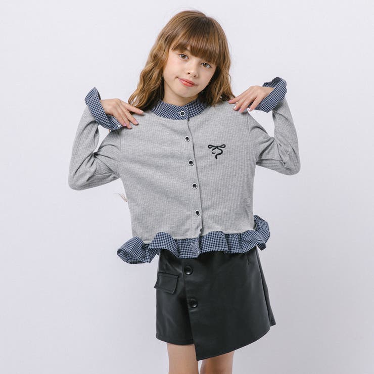 チェックシャツドッキングワンポイントリボンデザインリブトップス | URBAN CHERRY | 詳細画像40 