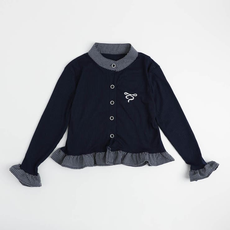 チェックシャツドッキングワンポイントリボンデザインリブトップス | URBAN CHERRY | 詳細画像5 