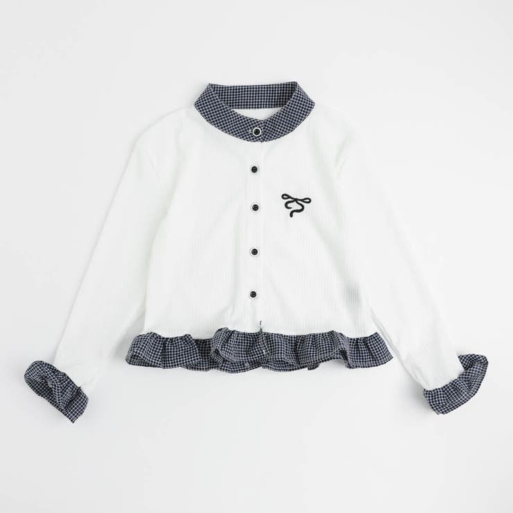 チェックシャツドッキングワンポイントリボンデザインリブトップス | URBAN CHERRY | 詳細画像7 