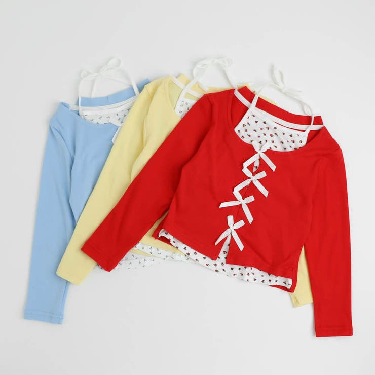 ミニフラワープリントキャミドッキングフロントリボントップス | URBAN CHERRY | 詳細画像7 