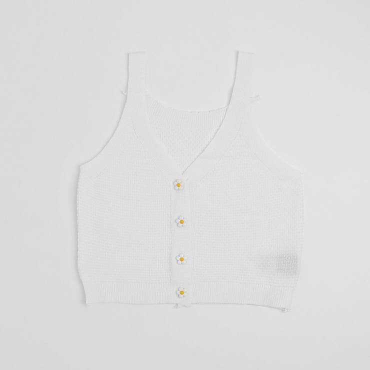 フラワーフロントボタンデザインサマーニットビスチェ | URBAN CHERRY | 詳細画像7 