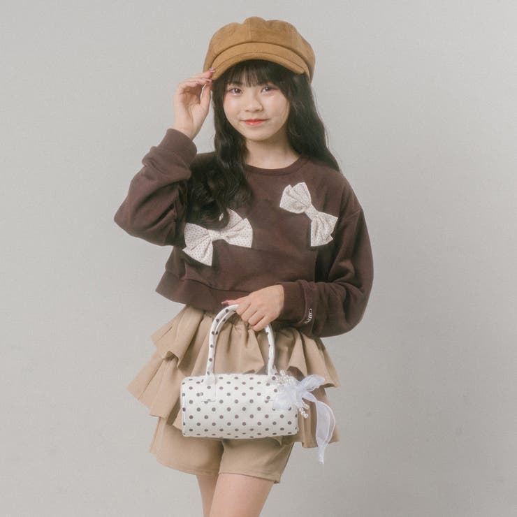 【CHIPIE/シピ】ビッグポルカドットリボンデザインクロップドトレーナー | URBAN CHERRY | 詳細画像4 