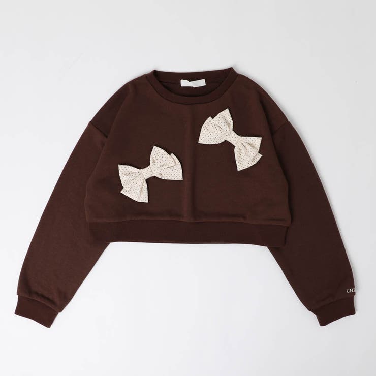 【CHIPIE/シピ】ビッグポルカドットリボンデザインクロップドトレーナー | URBAN CHERRY | 詳細画像6 