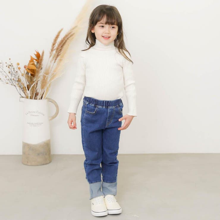 ツートンカラー裾切替ストレートデニムパンツ[品番：VINK0000621