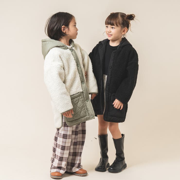 おうちで洗える】ロングボア切り替えキルティングコート[品番