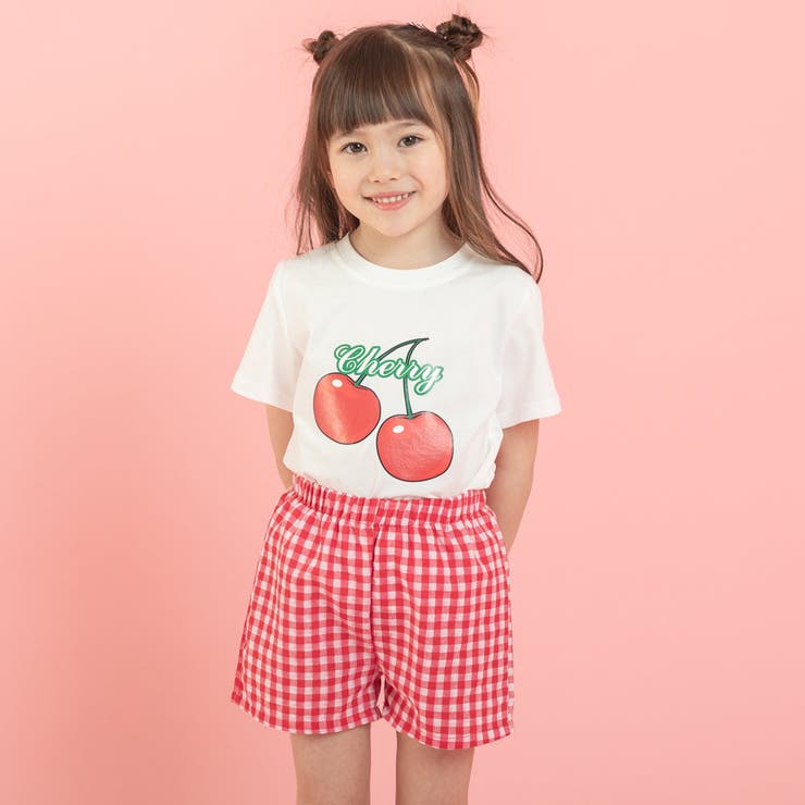 プリントデザインTシャツ＋ギンガムチェックショートパンツ[品番：VINK0001619]｜URBAN  CHERRY（アーバンチェリー）のキッズファッション通販｜SHOPLIST（ショップリスト）