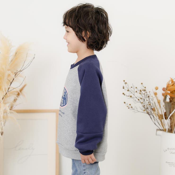 裏起毛】センターロゴデザインラグラントレーナー[品番