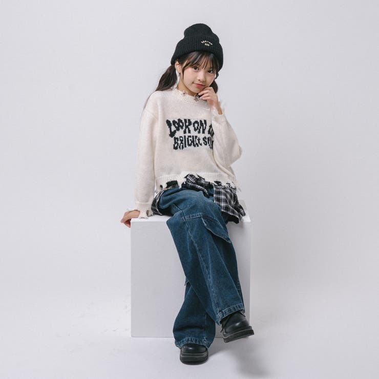 【軽量なのに暖かい"かるポカ"素材】フロントロゴダメージニット | URBAN CHERRY | 詳細画像36 