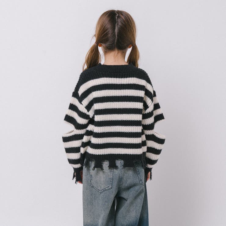 【軽量なのに暖かい"かるポカ"素材】ボーダーリラックスカットデザインニット | URBAN CHERRY | 詳細画像10 