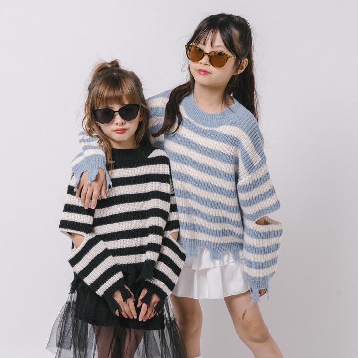 【軽量なのに暖かい"かるポカ"素材】ボーダーリラックスカットデザインニット | URBAN CHERRY | 詳細画像14 