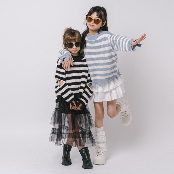 【軽量なのに暖かい"かるポカ"素材】ボーダーリラックスカットデザインニット | URBAN CHERRY | 詳細画像15 