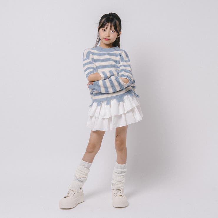 【軽量なのに暖かい"かるポカ"素材】ボーダーリラックスカットデザインニット | URBAN CHERRY | 詳細画像16 