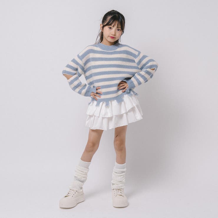 【軽量なのに暖かい"かるポカ"素材】ボーダーリラックスカットデザインニット | URBAN CHERRY | 詳細画像17 