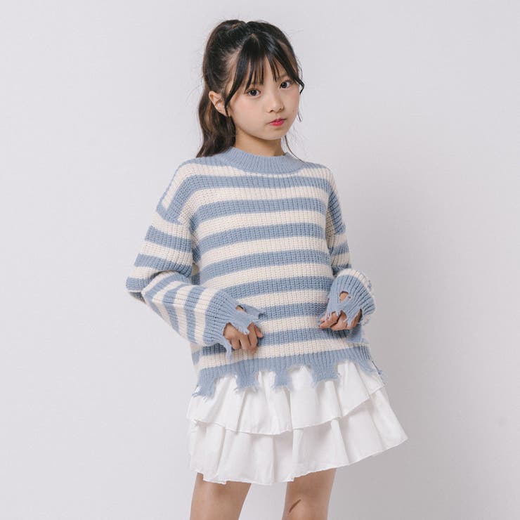 【軽量なのに暖かい"かるポカ"素材】ボーダーリラックスカットデザインニット | URBAN CHERRY | 詳細画像18 